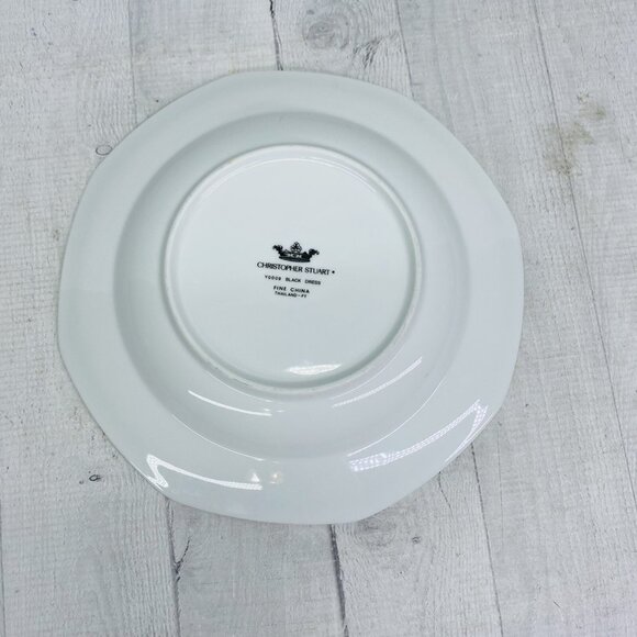 Christopher Stuart BLACK DRESS China Octagonal Large Rim  Pasta Soup Bowl Set 3 - Picture 5 of 13